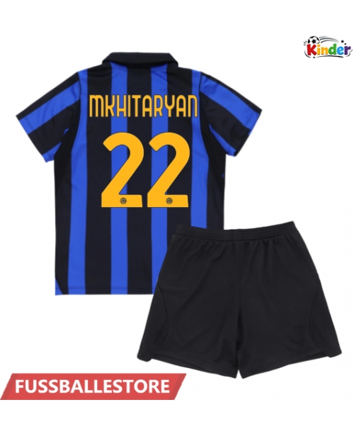Günstige Inter Milan Henrikh Mkhitaryan #22 Heimtrikotsatz Kinder 2026-27 Kurzarm (+ Kurze Hosen)